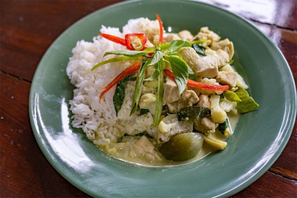 Thai Green Curry served on a plate