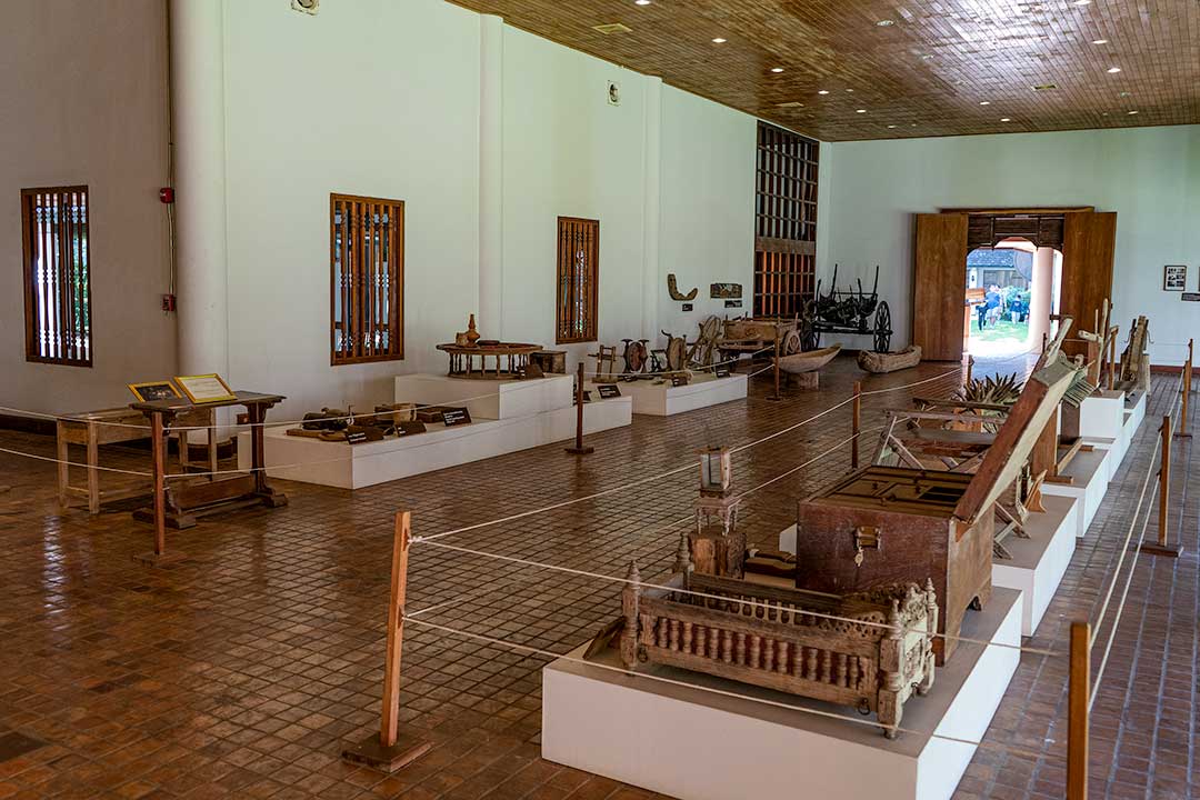 Teak products on display in Teak wood root Lake Rai Mae Fah Luang Chiang Rai