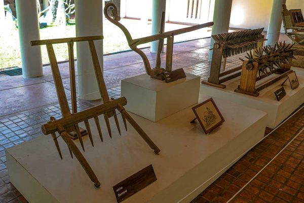 Agricultural equipment used when growing rice Rai Mae Fah Luang Art and Culture Park Chiang Rai
